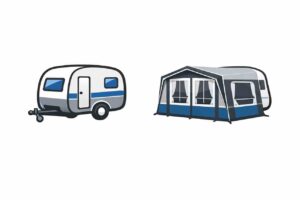 Campingvogn og campingfortelt