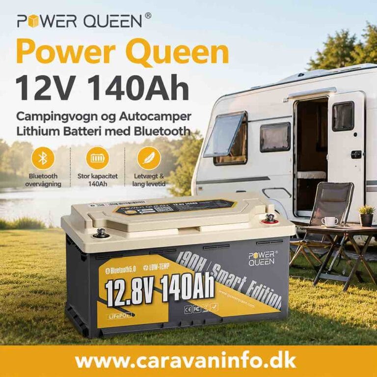 Power Queen 12V 140Ah 190H Smart Campingvogn og Autocamper Lithium Batteri med Bluetooth